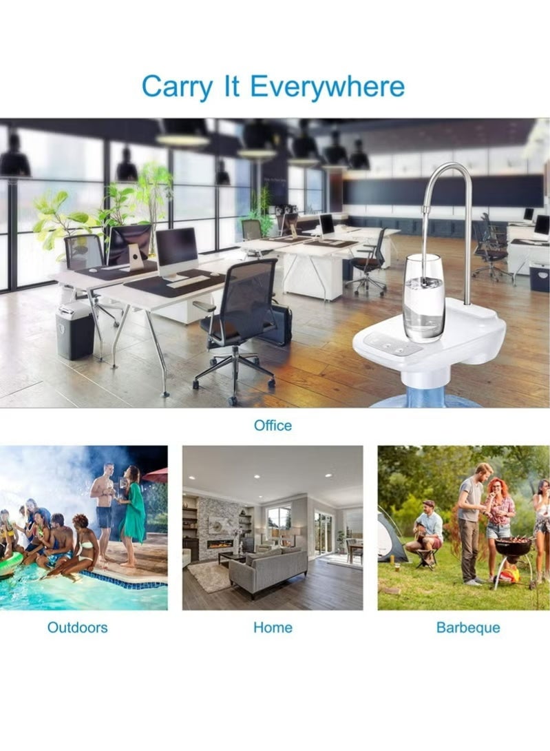 2-in-1 Electric Water Dispenser Pump with Cup Tray Base - USB Rechargeable Automatic Water Bottle Pump - Portable Desktop & Barrel Water Dispenser - BPA Free for Home, Kitchen & Office (Universal Fit) - Image 5